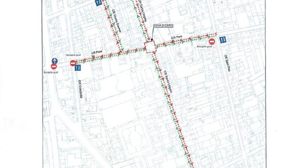 Atenció: obres a la cantonada del carrer Santa Llogaia amb Pere III
